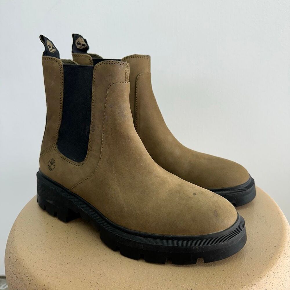 Timberland Women’s Cortina Valley Chelsea Boots In Olive Nubuck Leather - Picture 11 of 13